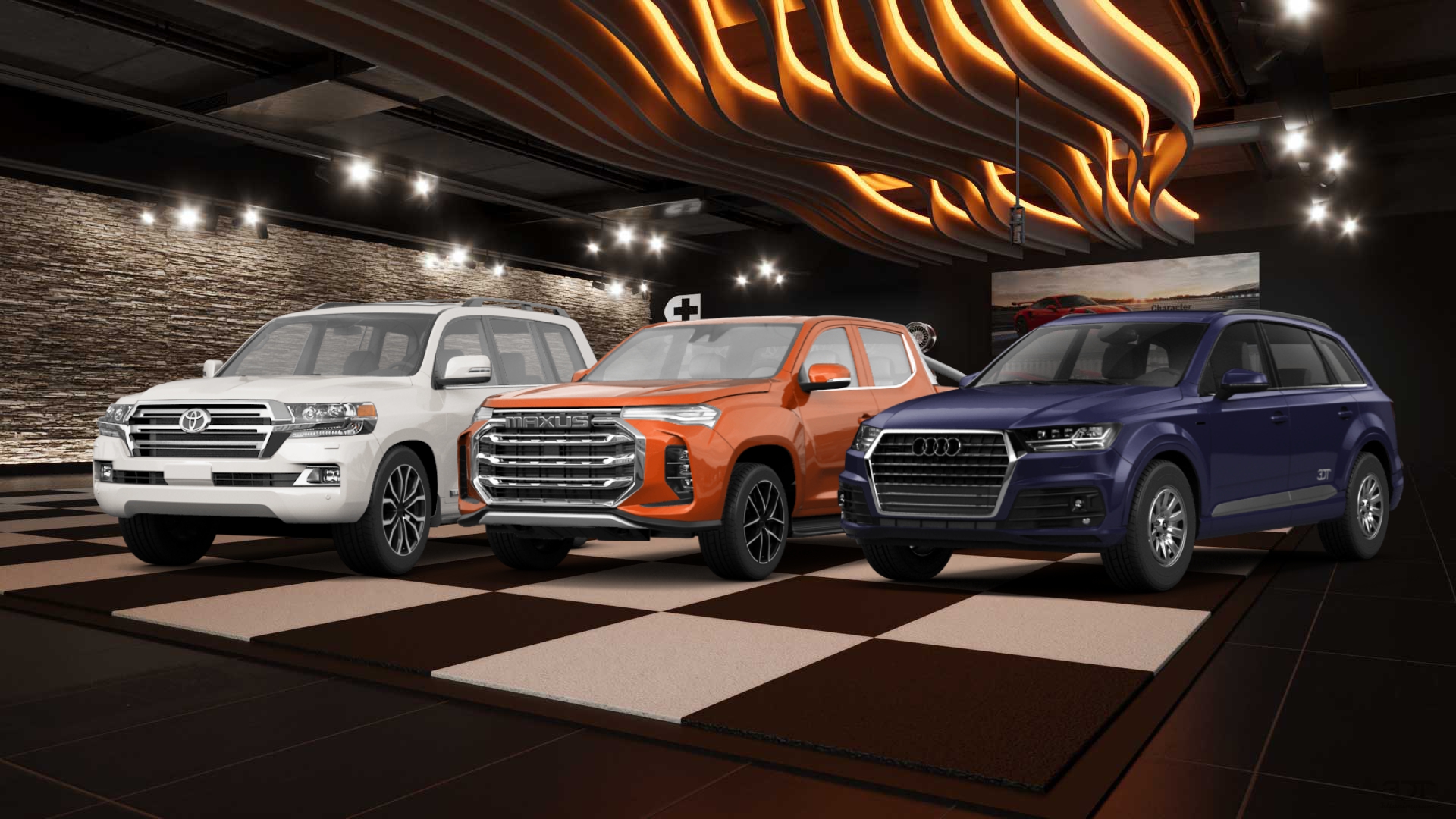 3 cars in garage