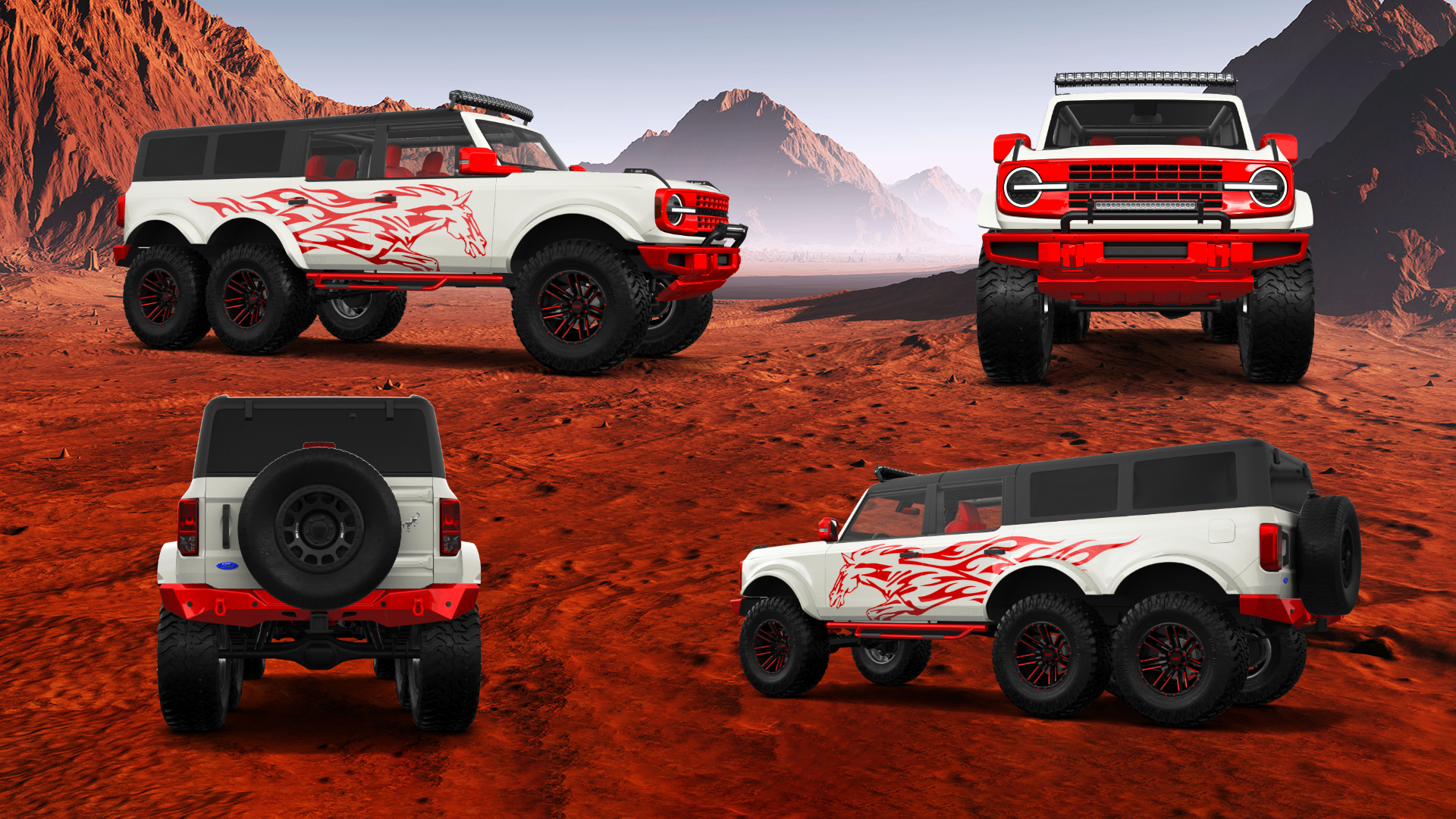 Tuning Ford Bronco 6X6 4 Door pickup truck 2021