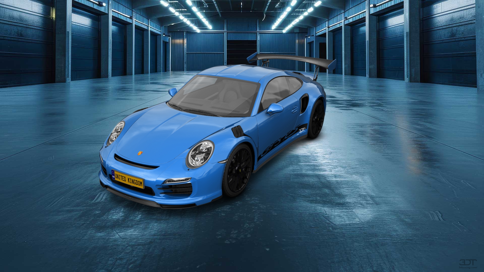 blauwe Porsche gt3 rs