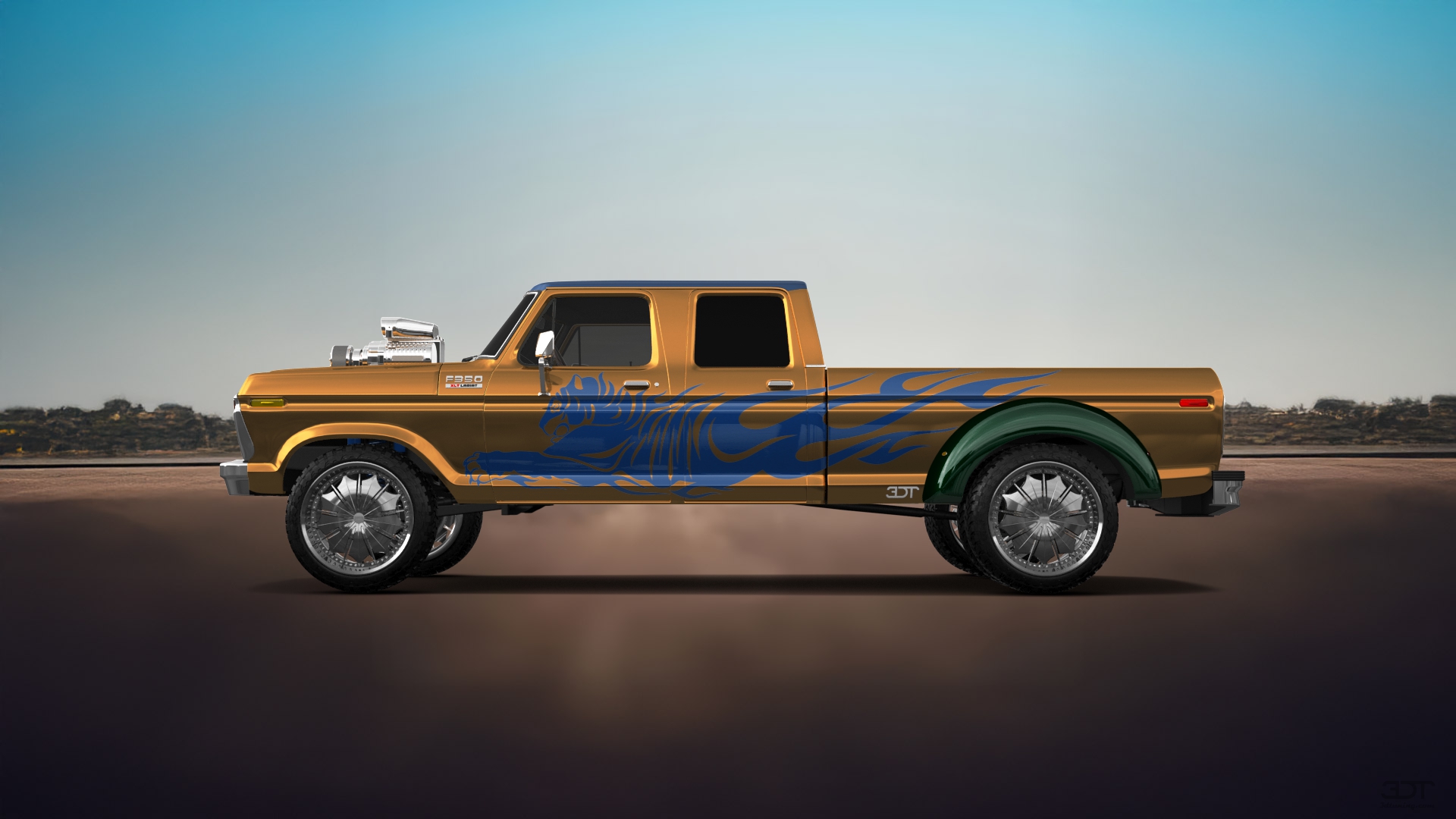 Ford F-350 Dually 4 Door pickup truck 1973 tuning