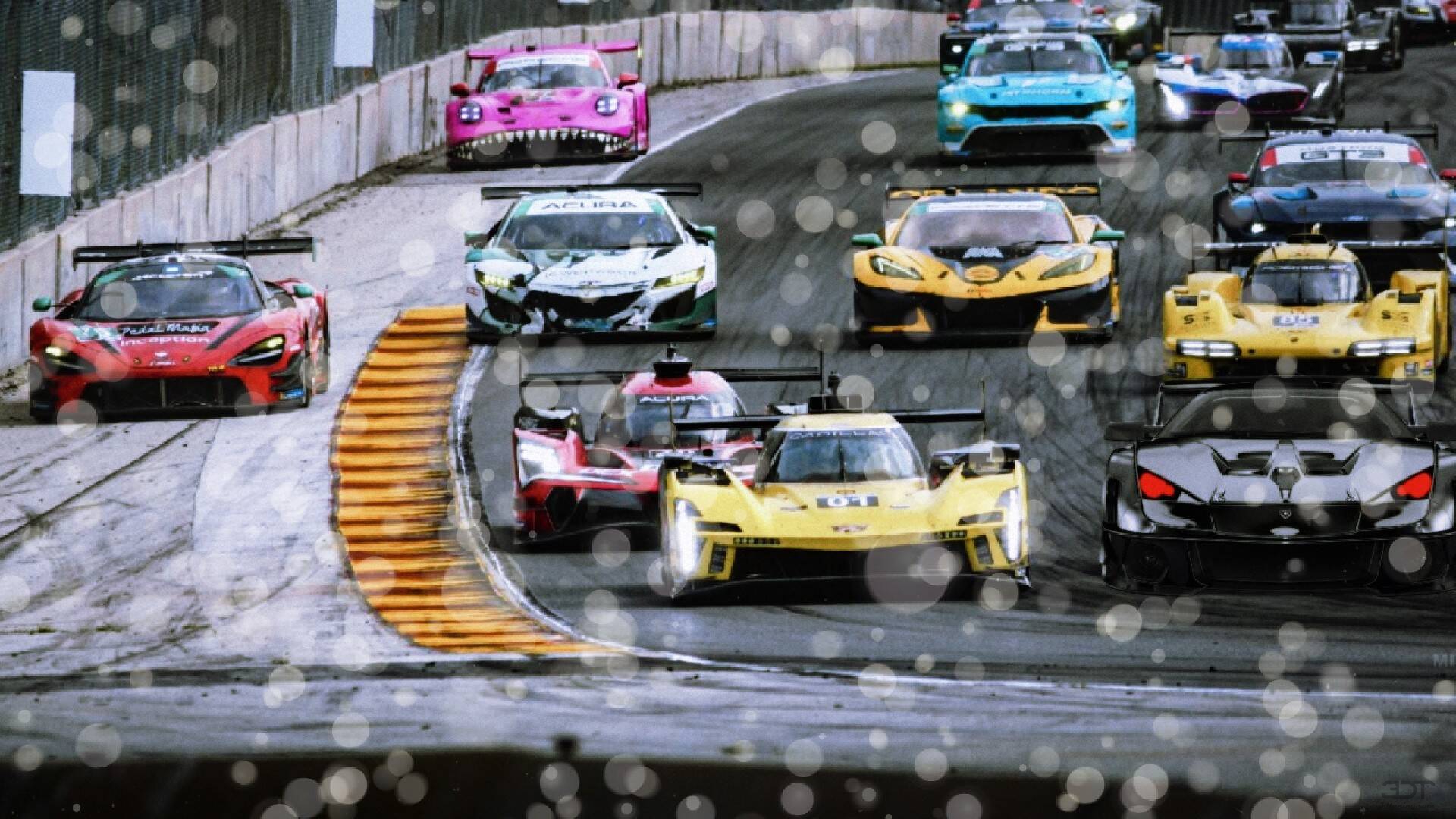 super car race while raining